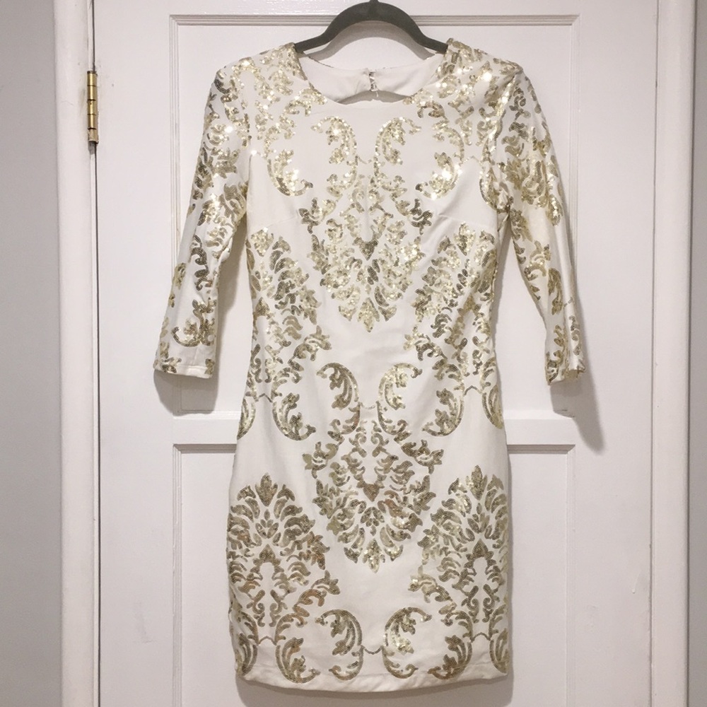 White Dress with Gold Sequins